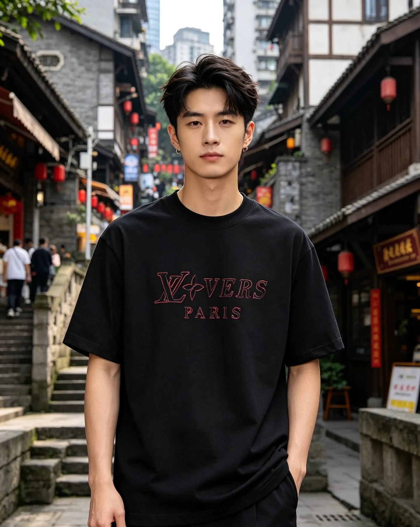 Louis Vuitton/Louis Vuitton colorful logo embroidered short sleeves